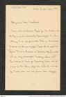 Nachlass Franz Steindachner, Brief von Alfred Voeltzkow an Franz Steindachner (30.08.1905), Inv.Nr. 563.02, Seite 1